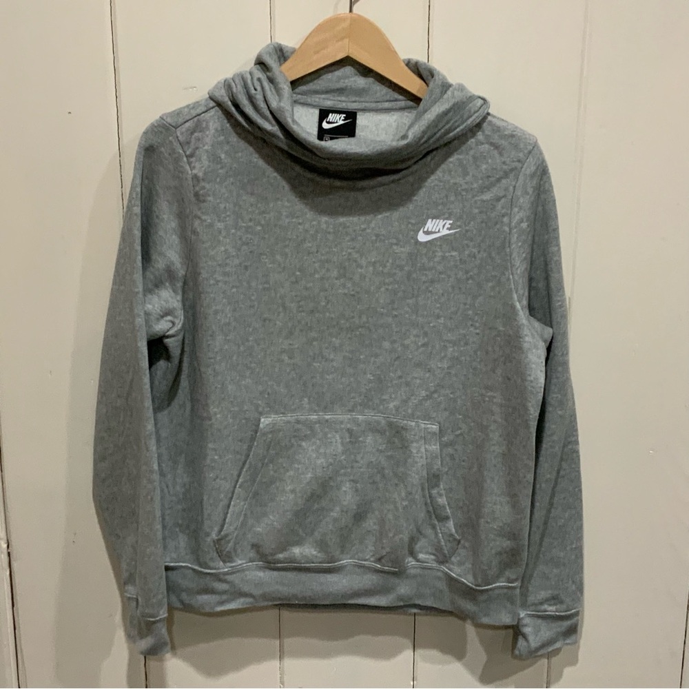 Nike Funnel Neck Pullover Hoodie Gray Fleece, Women’s Size Medium